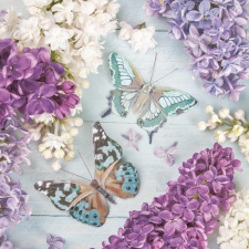 Virág Orgona Collage with Butterflies szalvéta 20 db-os 33x33 cm party kellék