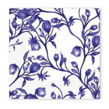 Virág os Blue Porcelain szalvéta 20 db-os 33x33 cm party kellék