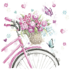 Virág Pink Bicycle with Basket szalvéta 20 db-os 33x33 cm papírárú, csomagoló és tárolóeszköz