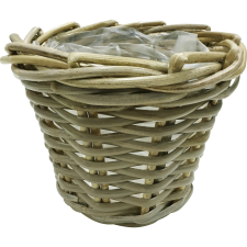 Virágkosár rattanból 20 cm x 20 cm x 16 cm szürke kerti dekoráció