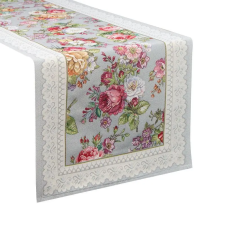  Virágmintás gobelin asztali futó Szürke/rózsaszín 45x140 cm +/-5% party kellék