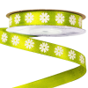  Virágmintás szatén szalag 12mm x 20m - Teazöld