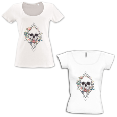  Virágos koponya - Mély kivágású & Csónaknyakú Női Póló