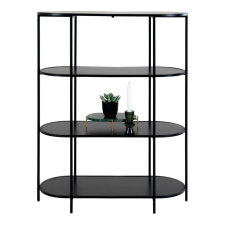 Vita Ovális polc, 4 polcos, fekete, fekete keret 85x36x111 cm bútor