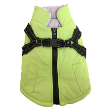  Vízálló bélelt kutyakabát beépített hámmal - Zöld - M kutyaruha