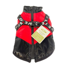  Vízálló bélelt kutyakabát és dzseki beépített hámmal - Piros - XL kutyaruha