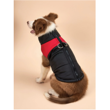  Vízálló téli kutyamellény, fekete-piros, 3XL-es kutyaruha