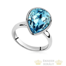  Vízcsepp kristály gyűrű, Aquamarine, Swarovski köves, 7,25 gyűrű