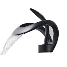  Vízesés fürdőszoba -medence csaptelep, fedélzeti felszerelés, könnyű felszerelés, Rövid fekete csaptelep