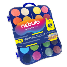  Vízfesték NEBULO 30 mm ajándék ecsettel 24 darabos kréta, festék és papír