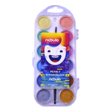  Vízfesték NEBULO 30 mm gyöngyház ajándék ecsettel 12 darabos kréta, festék és papír