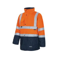 VIZWELL láthatósági 5 az 1-ben parka fluo narancs-tengerkék - S()