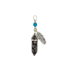 Vogel medál fém toll Obszidián hópehely 8x30mm medál