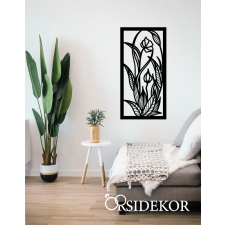 Vonalas virágok falikép fából grafika, keretezett kép