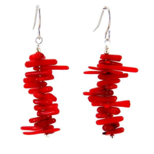  Vörös korall ágacska fülbevaló fülbevaló