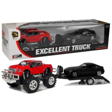 Vörös Monster Truck és Fekete BMW Szállító Készlet autópálya és játékautó