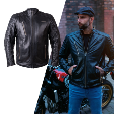 W-Tec Bőr motoros kabát W-TEC Elcabron fekete XL motoros kabát