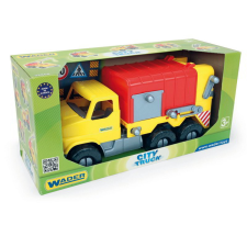 Wader : City Truck kukás teherautó - Piros/sárga autópálya és játékautó