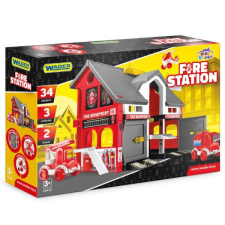 Wader Play House: Tűzoltóállomás játékszett autópálya és játékautó
