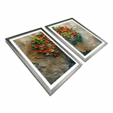  Wallity Dekoratív Keretezett MDF Festmény (2 Darab) Többszínű 2Pantct-028 grafika, keretezett kép