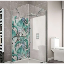 Wallplex Wallplex fürdőszobai dekorpanel Trópusi virágok türkiz 120 x 200 cm tapéta, díszléc és más dekoráció