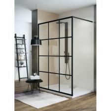 Wasserburg VETRO BLACK WALK-IN ZUHANYFAL 100X200CM, 8MM VÍZTISZTA BIZTONSÁGI ÜVEG, FEKETE kád, zuhanykabin