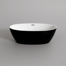 Water Fun OVAL || szabadon álló fürdőkád, fekete-fehér, 155x80x58 cm kád, zuhanykabin
