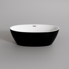 Water Fun OVAL szabadon álló fürdőkád, fekete-fehér, 170x80x58 cm kád, zuhanykabin