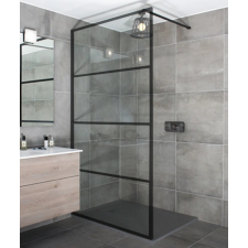Water Fun Walk-in BLACK zuhanyfal 50, 200cm, 8mm kád, zuhanykabin