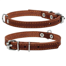 WAU DOG 1-Ply bőr Nyakörv 10mm, 22-30cm, barna nyakörv, póráz, hám kutyáknak