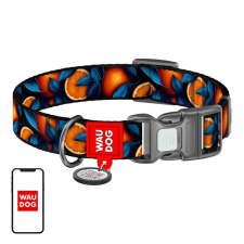  Waudog narancs mintás nylon kutyanyakörv QR kóddal, S méret nyakörv, póráz, hám kutyáknak