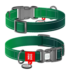 WAUDOG WAUDOG Mono Reflective kutya nyakörv - sötétzöld nyakörv, póráz, hám kutyáknak