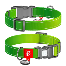 WAUDOG WAUDOG Mono Reflective kutya nyakörv – zöld nyakörv, póráz, hám kutyáknak