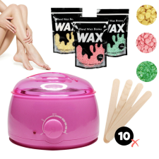 Wax 100 gyantázó szett - 300 g gyantával és 10 db spatulával - Rózsaszín gyantázógép