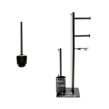  WC-kefe tartó, multifunkcionális tárolópolc, helytakarékos kialakítás, fekete takarító és háztartási eszköz