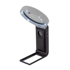 WEDO Nagyító, 90 mm, kihajtható állvánnyal, LED fénnyel, WEDO, fekete/fehér iskolai kiegészítő