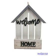  Welcome feliratos faháztartó - Fehér dekorációs kellék