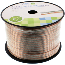 WELL 2x 2.00mm2 Hangszórókábel 100m Átlátszó (LSP-CCA2.00TT-100-WL) kábel és adapter