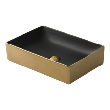 Welland 9636E pultra építhető mosdókagyló - 50 x 35 cm - fekete / arany szaniter