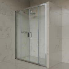 Welland DD-150 elhúzható zuhanyajtó - 150 cm - fekete profil kád, zuhanykabin