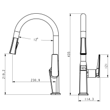 Welland FH-3425 mosogató smart csaptelep - kihúzható multifunkciós fej - vízhőfok kijelző (szürke) csaptelep
