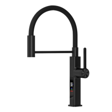 Welland H-6047 mosogató smart csaptelep - kihúzható flexibilis fej - vízhőfok kijelző (fekete) csaptelep