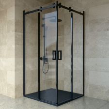 Welland Luxury-Line NSPA-100100 zuhanykabin - 100 x 100 cm - fekete profil kád, zuhanykabin