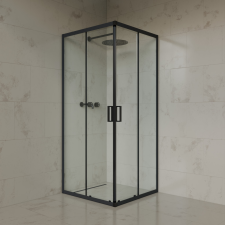 Welland SQ-8080 zuhanykabin elhúzható ajtóval - 80 x 80 cm - fekete profil kád, zuhanykabin
