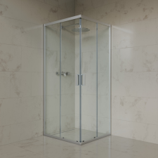 Welland SQ-8080 zuhanykabin elhúzható ajtóval - 80 x 80 cm - matt króm profil kád, zuhanykabin