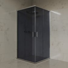 Welland SQ-9090 zuhanykabin elhúzható ajtóval - 90 x 90 cm - króm profil / füstüveg kád, zuhanykabin