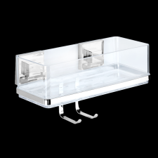 WENKO VACUUM-LOC QUADRO POLC FALI 25,5X15X14CM AKASZTÓKKAL, ÁTTETSZŐ-KRÓM bútor