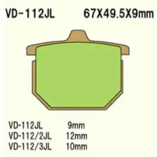 Wesrah VD-112JL fékbetétek Wesrah Futómű és fék alkatrészek Fékbetétek (tárcsafék) egyéb motorkerékpár alkatrész
