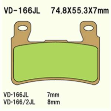 Wesrah VD-166JL fékbetét Wesrah Futómű és fék alkatrész Fékbetét (tárcsafék) egyéb motorkerékpár alkatrész