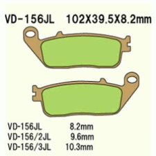 Wesrah Vesrah VD-156/3JL fékbetét Wesrah Futómű és fék alkatrész Fékbetét (tárcsafék) egyéb motorkerékpár alkatrész